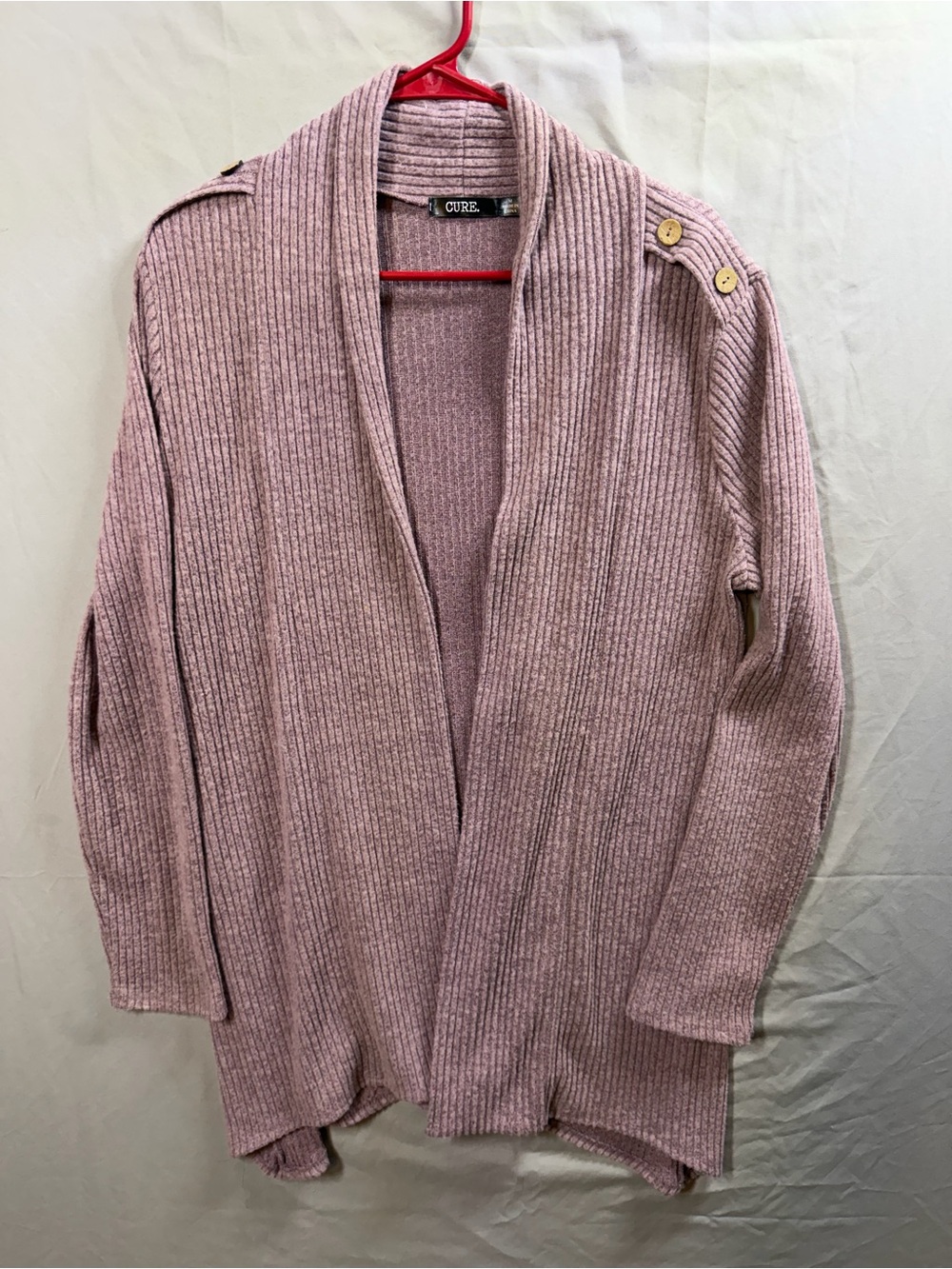 Cure Open-Front Ribbed Cardigan - Dusty Rose